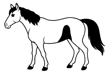 horse silhouette line art vector illustration with a white background