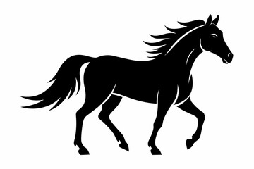 horse silhouette line art vector illustration with a white background