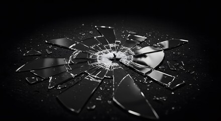 "A shattered mirror reveals chaotic fragments all around, but keeps intact the serene image of a calm face in its center, symbolizing the duality between appearance and essence, chaos and tranquility.