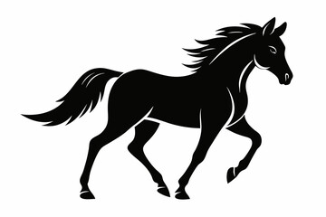 horse silhouette line art vector illustration with a white background