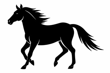 horse silhouette line art vector illustration with a white background