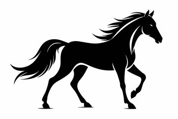 horse silhouette line art vector illustration with a white background