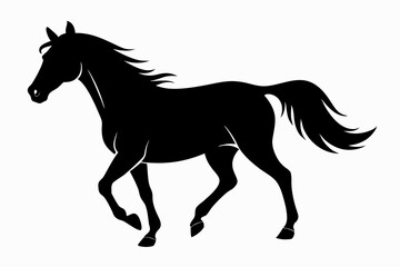 horse silhouette line art vector illustration with a white background