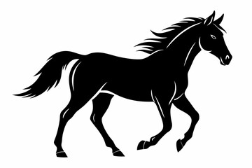 horse silhouette line art vector illustration with a white background