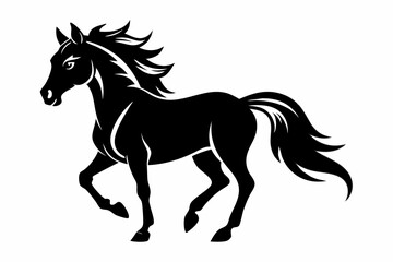 Obraz premium horse silhouette line art vector illustration with a white background
