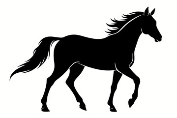 horse silhouette line art vector illustration with a white background