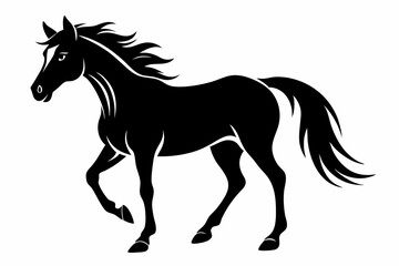 horse silhouette line art vector illustration with a white background