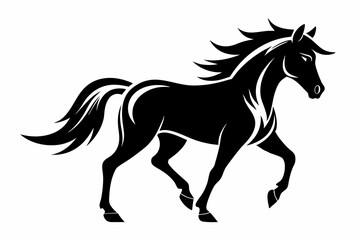 horse silhouette line art vector illustration with a white background