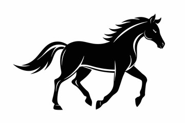 horse silhouette line art vector illustration with a white background