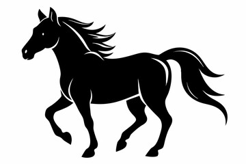 horse silhouette line art vector illustration with a white background
