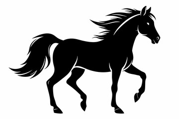 horse silhouette line art vector illustration with a white background