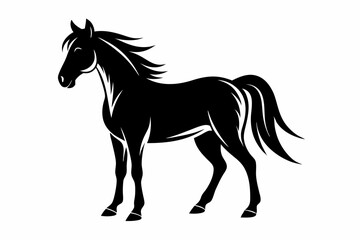 horse silhouette line art vector illustration with a white background