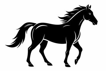horse silhouette line art vector illustration with a white background