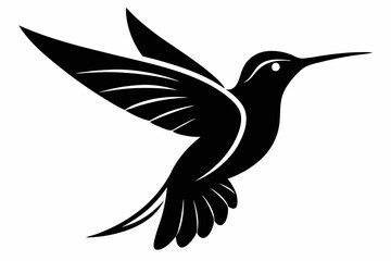 hummingbird silhouette line art vector illustration with a white background