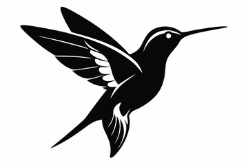 hummingbird silhouette line art vector illustration with a white background