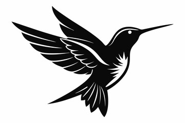 hummingbird silhouette line art vector illustration with a white background