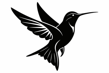 hummingbird silhouette line art vector illustration with a white background