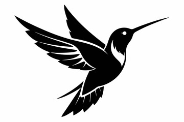 hummingbird silhouette line art vector illustration with a white background