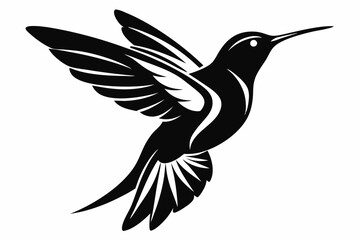 Obraz premium hummingbird silhouette line art vector illustration with a white background