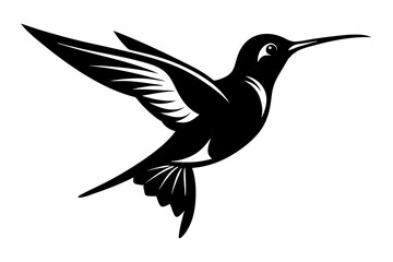 hummingbird silhouette line art vector illustration with a white background