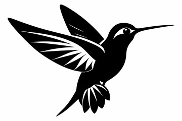 hummingbird silhouette line art vector illustration with a white background