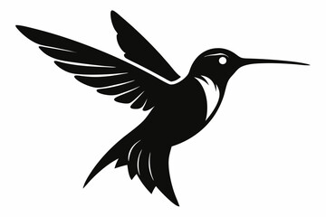 hummingbird silhouette line art vector illustration with a white background
