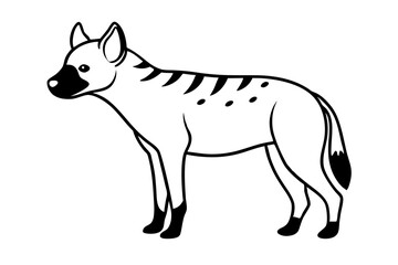 hyena silhouette line art vector illustration with a white background