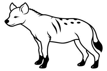 hyena silhouette line art vector illustration with a white background