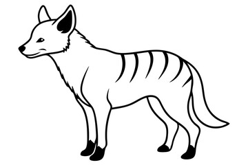 hyena silhouette line art vector illustration with a white background