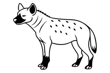 hyena silhouette line art vector illustration with a white background