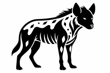hyena silhouette line art vector illustration with a white background