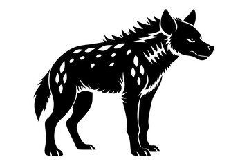 hyena silhouette line art vector illustration with a white background