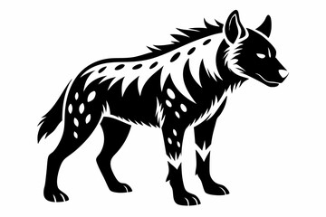 hyena silhouette line art vector illustration with a white background