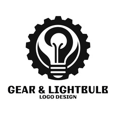 Gear and Lightbulb Vector Logo Design