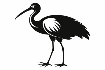 ibis silhouette line art vector illustration with a white background