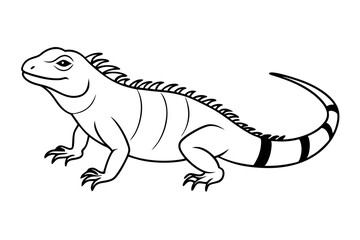 iguana silhouette line art vector illustration with a white background