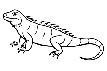 iguana silhouette line art vector illustration with a white background