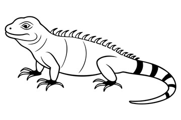 iguana silhouette line art vector illustration with a white background