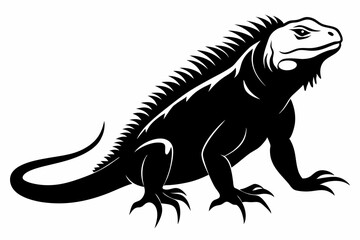 iguana silhouette line art vector illustration with a white background