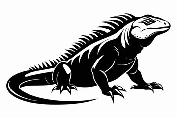 iguana silhouette line art vector illustration with a white background