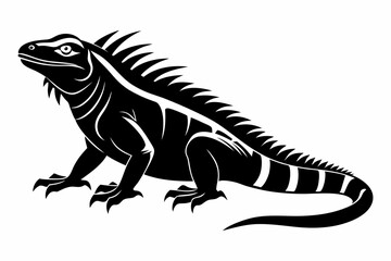 Naklejka premium iguana silhouette line art vector illustration with a white background