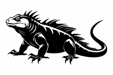 iguana silhouette line art vector illustration with a white background