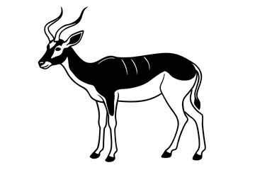 impala silhouette line art vector illustration with a white background