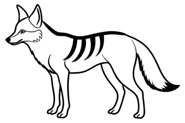 jackal silhouette line art vector illustration with a white background