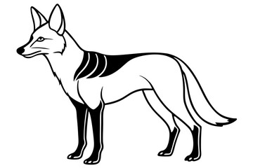 jackal silhouette line art vector illustration with a white background