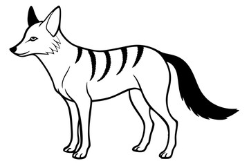 jackal silhouette line art vector illustration with a white background