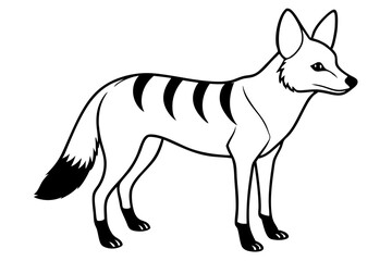 jackal silhouette line art vector illustration with a white background