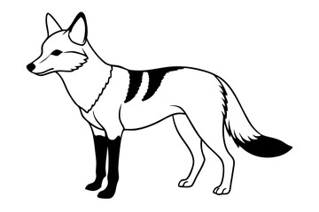 jackal silhouette line art vector illustration with a white background