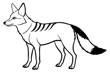 jackal silhouette line art vector illustration with a white background