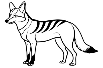 jackal silhouette line art vector illustration with a white background